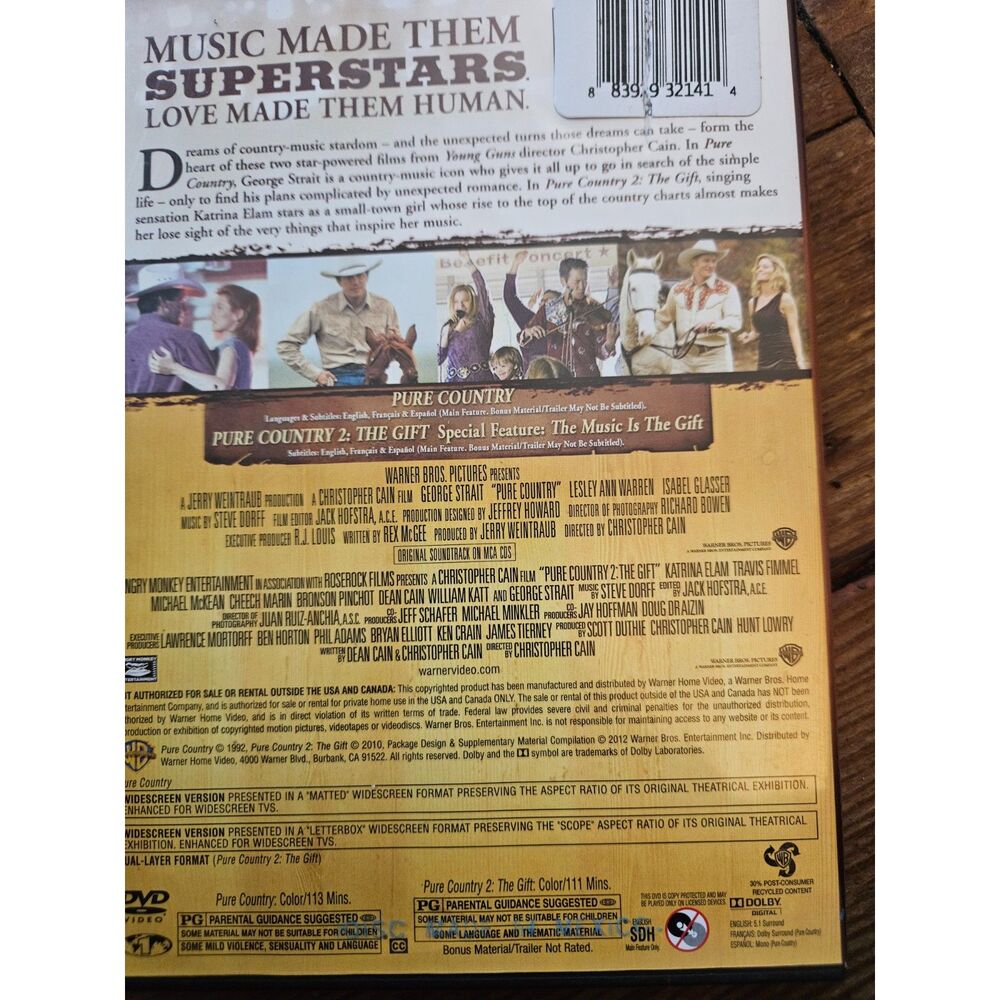 Country DVD Lot. Country Strong, Pure Country and Pure Country 2 Set.
